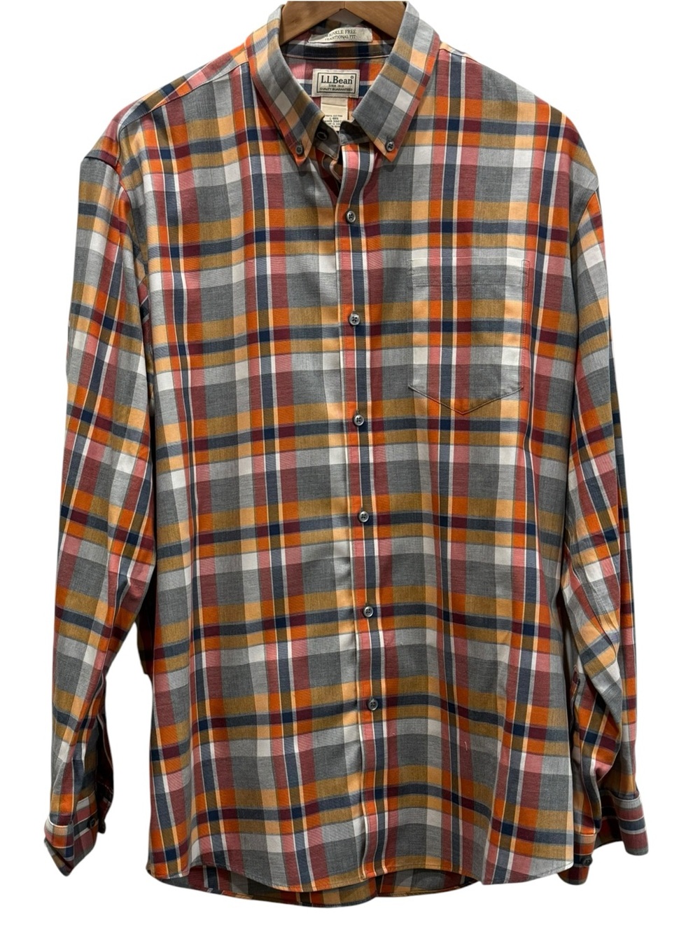 L.L.Bean Plaid Button Down Shirt Large Fall New England Preppy Heritage